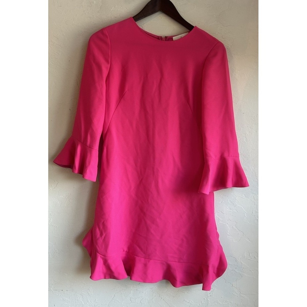 Kate Spade New York Hot Pink Ruffle Shift Dress 2 Preppy Colorful Designer